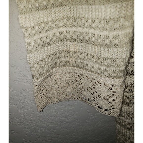 Mi Ami Woman SZ M Cotton Blend Long Open Cardigan Crochet Lace Feminine Cottage - Picture 3 of 7